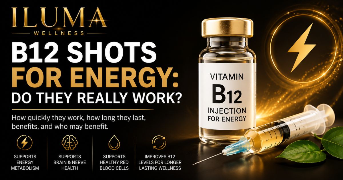 Vitamin B12 shot for energy and wellness at Iluma Wellness in Fort Myers, Florida serving Naples, Bonita Springs, Estero, Cape Coral, Punta Gorda & Port Charlotte